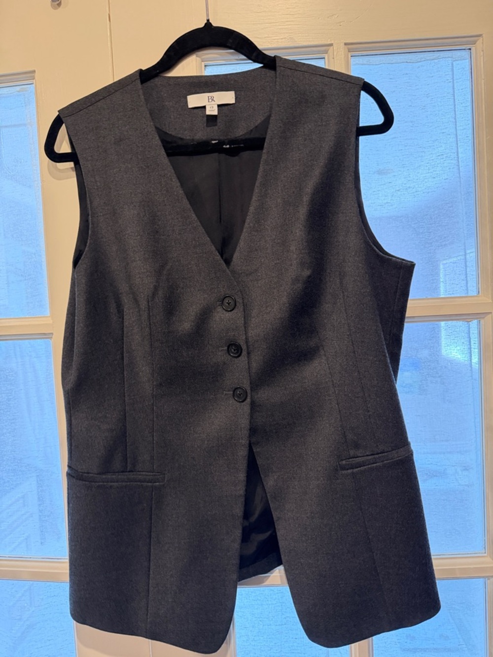 Banana Republic Charcoal Gray Sleeveless Wool-Blend Vest